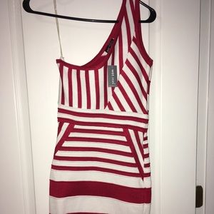 New with Tags Red and white 1 shoulder dress